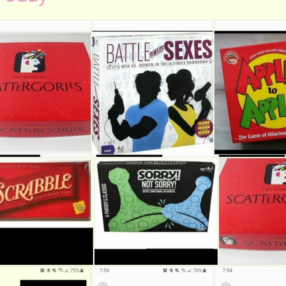 Bundle 5 Games: apples to apples, scattegories, sorry, battle of sexes, scrabble
